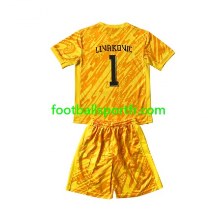 Tenue Croatie DOMINIK LIVAKOVIC 1 Gardien Enfant Domicile UEFA Euro 2024 Maillot de Foot